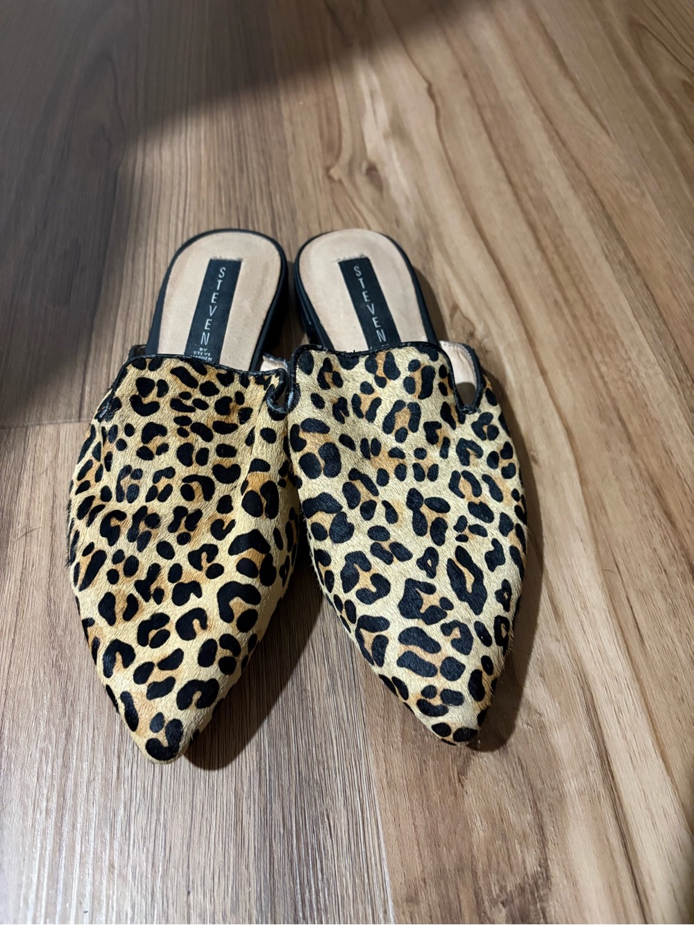 Steven by Steve Madden Leopard-Print Pointed Mules - Tan/Black